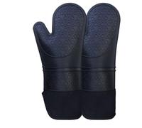 XHZMDWOU Gant Four Gant Cuisine Mitaines De Four en Silicone avec Doublure en Coton Épais Matelassé, Mitaines Douces for Micro-Ondes Gant Four Anti Chaleur(Black,153g)