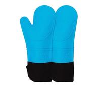 XHZMDWOU Gant Four Gant Cuisine Mitaines De Four en Silicone avec Doublure en Coton Épais Matelassé, Mitaines Douces for Micro-Ondes Gant Four Anti Chaleur(Blue,153g)
