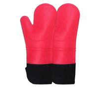 XHZMDWOU Gant Four Gant Cuisine Mitaines De Four en Silicone avec Doublure en Coton Épais Matelassé, Mitaines Douces for Micro-Ondes Gant Four Anti Chaleur(Rot,153g)