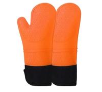 XHZMDWOU Gant Four Gant Cuisine Mitaines De Four en Silicone avec Doublure en Coton Épais Matelassé, Mitaines Douces for Micro-Ondes Gant Four Anti Chaleur(Oranje,170g)