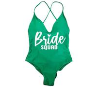 XHZPF Bride Squad Maillot de Bain Une pièce Maillot de Bain Monokini imprimé mariée Tenue de Plage rembourrée pour la fête de Mariage(Vert,as4,Alpha,m,Regular,Regular)