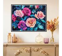 Xiaboor Broderie Diamant Kit Complet 5D, Roses Diamond Painting Adulte Plein Foret, Peinture Diamant pour Adulte Enfant Débutant, Loisirs Créatifs de Détente et Décoration Maison, Rétro 40x60cm Z#-53