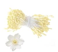 XIABYAYU 350 PCS Pistil Fleur Loisir Creatif, 6cm Étamine De Fleur, 3mm Têtes Étamines Artificielles en Forme De Malt, Accessoires Bricolage pour Bouquet Cure-Pipe, Jaune Pâle