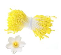 XIABYAYU 350 PCS Pistil Fleur Loisir Creatif, 6cm Étamine De Fleur, 3mm Têtes Étamines Artificielles en Forme De Malt, Accessoires Bricolage pour Bouquet Cure-Pipe, Jaune