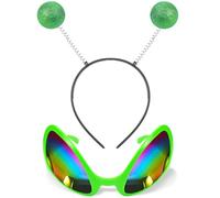 XIABYAYU Bandeau Alien, Bandeau Disco, Ornement de Cheveux Paillettes, Serre-tête D'antenne, Lunettes Couleur Arc-En-Ciel, Accessoires de Fête pour Halloween, Carnaval, Cosplay Party