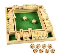 XIABYAYU Jeux en Bois Shut The Box, Jeu de Dés en Bois, Shut The Box 4 Joueurs avec 8 Dés, Jeux de Mathématiques pour Enfant, Jeu de Table pour Enfant et Adulte, Familles Fête (A)