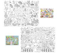 XIABYAYU Nappe à Colorier Paques, 2 Pcs Poster a Colorier Enfant, 110 x 80cm, Coloriage Geant Enfant, Nappe en Papier à Colorier pour Enfant Garçon Fille Cadeau Pâques