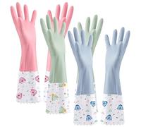 XIACIBDUS Gants de ménage, longs gants en caoutchouc, sans latex, avec doublure en coton, pour laver la vaisselle, nettoyage du linge, salle de bain, voiture (taille moyenne, 3 paires)