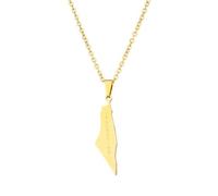 XIAFH Collier avec pendentif carte d'Israël et de Palestine et drapeau pour femmes et filles en acier inoxydable réglable Israël Collier géométrique ethnique bijoux cadeaux, taille unique, Acier