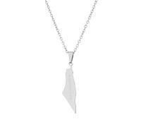XIAFH Collier avec pendentif carte d'Israël et de Palestine et drapeau pour femmes et filles en acier inoxydable réglable Israël Collier géométrique ethnique bijoux cadeaux, taille unique, Acier