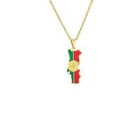 XIAFH Collier avec pendentif carte du Portugal et drapeau pour homme et femme en acier inoxydable réglable, taille unique, Acier inoxydable, Cristal