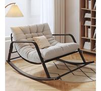 XIAGJAO Chaise à bascule de terrasse d'extérieur avec coussin rembourré, pour intérieur et extérieur, chaise inclinable à bascule pour salon, porche, jardin, cour (couleur : gris clair)