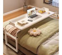 XIAGJAO Table De Lit avec roulettes, Table Roulante Réglable en Hauteur Et en Largeur Table Hauteur Réglable 65-95cm Bureau for Ordinateur Portable for étudier Travailler(Color:Blanc)