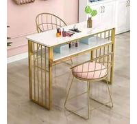 XIAGJAO Table de Manucure Portable Table de Manucure à Double Couche Cadre en Métal avec Bureau en Marbre Bureau de Prothésiste Ongulaire (Size:120CM)