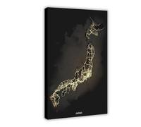 XIAGN Poster sur toile avec carte du Japon - Décoration de chambre à coucher, bureau, chambre - Cadeau - 30 x 45 cm