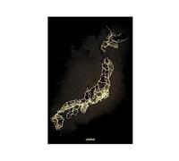 XIAGN Poster sur toile avec carte du Japon - Décoration de chambre à coucher, bureau, chambre - Cadeau - 50 x 75 cm