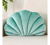 XIAIJIA Coussin décoratif 3D en Forme de Coquillage - Coussin de Plage en Velours Doux - Décoration de l'océan - pour canapé, lit (Vert, 35,6 x 28 cm)