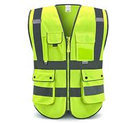 XIAKE rv120528 gilet de sécurité réfléchissant haute visibilité avec 8 poches (Jaune fluorescent, M)