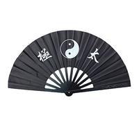 XIALON Éventail de Tai Chi en acier inoxydable - 35 cm - Double dragon - Éventail en fer - Pour arts martiaux