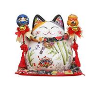 XIALON Tirelire en céramique en forme de chat Maneki Neko - 20,8 cm
