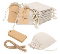 Xialvyu Lot de 30 sachets à remplir avec cordon de serrage - 12 x 10 cm - Petit sac cadeau avec étiquette cadeau - Corde de chanvre - Pour bijoux, mariages, fêtes, bricolage et Noël