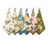 Xialvyu Lot de 6 torchons 100 % coton 40 x 34 cm | Torchon de cuisine décoratif 100 % coton, style bohème, double face, avec passants de suspension, grande capacité
