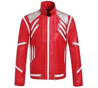 Xiami Leyuan Veste en cuir pour Michael Jackson Rouge - Rouge - Large