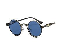 XIANDE Occhiali da Sole Vintage di lusso UV 400 Con montatura da Intaglio in lega da Uomo rotondi Alla Moda Con lenti sfumate