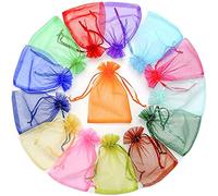 Xiang 100pcs Couleur Organza sachets, 15 x 20 cm Organza Gift Bags Bijoux Pochette Cadeau en Organza, Pour les cadeaux de Noël, dragée bonbonnière cadeau faveur fêtes de mariage