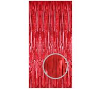 Xiang Ru 1 Rideaux Métalliques Tinsel Rideau à Franges en Aluminium Décoration fête Anniversaire Mariage NoëL Fenêtre Porte Matte Rouge 3.2 x 6.5ft / 1 x 2m