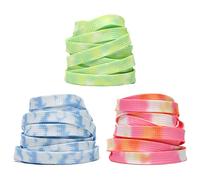 Xiang Ru 3 Paires Lacets Plats Tie-dry Fantaisie Lacets pour Bottine Botte Chaussures de Sport Bleu/Rouge/Vert