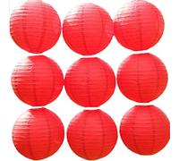 Xiang Ru Lampions 9 Pcs Lanterne en Papier Décoration pour Fête Anniversaire 10cm Rouge