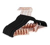 XIANGBINXUAN Cintres en Velours avec Pince Cintre Pantalon, Élégants Et De Qualité Très Résistant Crochet Pivotant À 360°, avec Encoches pour Chemises Robes Cravates Pantalon (Black)