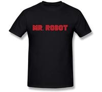 XiangGuFeiNiuWei Mr. Robot Logo Unisex 100% Cotton Short-Sleeve T-Shirts Black XXL