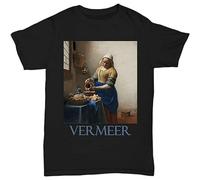 XiangGuFeiNiuWei The Milkmaid (The Kitchen Maid) by Johannes Vermeer O-Neck Unisex Short Sleeve T-Shirt Black L