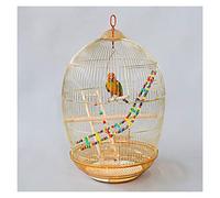 XIANGGUI 1983 Cage de transport d'oiseaux ronde de luxe pour perroquet, grande villa spatiale, galvanoplastie dorée ronde pour perroquet, perruche, ara, petit oiseau