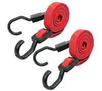 XIANGLE Lot de 2 tendeurs élastiques plats réglables très résistants pour l'extérieur avec crochets, tailles assorties, rouge réfléchissant, longueur 61 cm