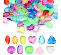 XIANGLONGY Lot de 100 grandes pierres précieuses pour enfants, cabochons en verre multicolores, pierres précieuses décoratives pour enfants, pierres décoratives en cristal pour décoration d'aquarium