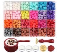 Xiangmall Kit de Cire à Cacheter 24 Couleurs - Sceau Vintage, Perle Octogonale, Tampon, Chauffe, Cuillères, Bougies pour Mariage, Enveloppe, Cadeaux