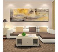 XIANGPEIFBH Abstrait gris clair bleu jaune couleur nuage peinture différente lumière salon toile moderne art affiches et impressions mur 40x120cm(16x47in) sans cadre
