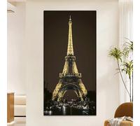 XIANGPEIFBH Affiche murale moderne et simple avec scène nocturne de la Tour Eiffel à Paris, toile HD imprimée, décoration de la maison, du salon, de l'entrée, 75x150cm (29x59 pouces), sans cadre