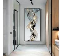 XIANGPEIFBH Affiche sur toile abstraite noire et dorée, toile imperméable, œuvre d'art moderne, peinture murale pour couloir, décoration murale de salon, 30x60cm (12x24 pouces), cadre intérieur