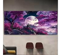 XIANGPEIFBH Affiche sur toile, art moderne, peinture abstraite représentant une forêt violette et une montagne avec de l'eau, pour la décoration de la chambre ou du salon 90x180cm/35x71in Sans cadre