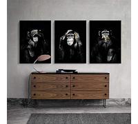 XIANGPEIFBH Affiche Toile Peinture Animal Mur Art foncé 3 drôle Singe Affiche et Impression pour Salon décor à la Maison oeuvre 60x80cmx3pcs sans Cadre