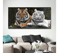 XIANGPEIFBH Animaux Modernes Affiches et Impressions Mur Art Toile Peinture Deux Tigres Mignons Photos pour Salon décoration de la Maison 55x110 cm sans Cadre