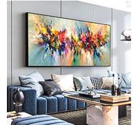 XIANGPEIFBH Art Abstrait Coloré Photos Toile Peinture Fleur Affiches Imprime Art Mural pour Salon Maison Peintures Décoratives 90x180cm(35x71inch) avec-cadre-noir