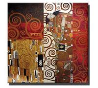 XIANGPEIFBH Art mural sur toile Célèbre Gustav Klimt Kiss Reproductions de peinture sur le mur Affiches classiques de baiser pour la décoration de salon 60x60cm (24x24in) Cadre intérieur