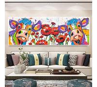XIANGPEIFBH Art mural sur toile peinture mignonne affiche florale de vache abstraite colorée et images imprimées pour la décoration de la chambre d'enfants oeuvre 50x150cm (20 "x59) sans cadre