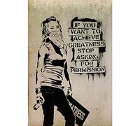 XIANGPEIFBH Banksy Si vous voulez atteindre la grandeur Arrêtez de demander la permission Affiches et impressions Toile Peinture Wall Art Home Decor 20x30cm(8x12inch) Cadre intérieur