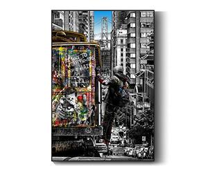 XIANGPEIFBH Banksy Wall Art Londres Street Art Toile Peintures Sur Le Mur Graffiti Pop Art Paysage Affiches Et Impressions pour La Décoration Intérieure 80x120cm(32x47inch) Cadre Intérieur